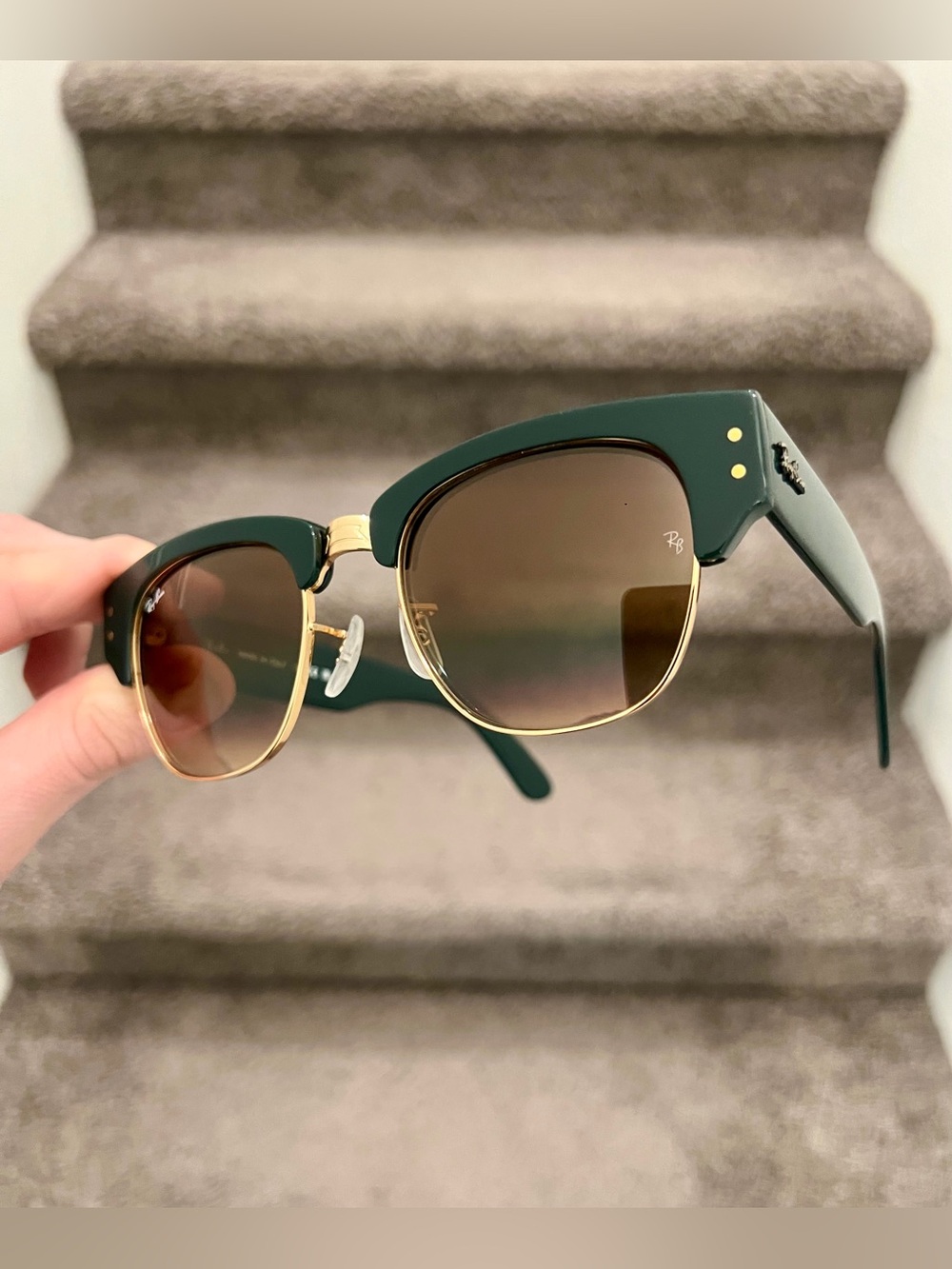 Ray Ban Mega Clubmaster Sunglasses RB0316-S 1368/51 Green Frame Brown Lenses